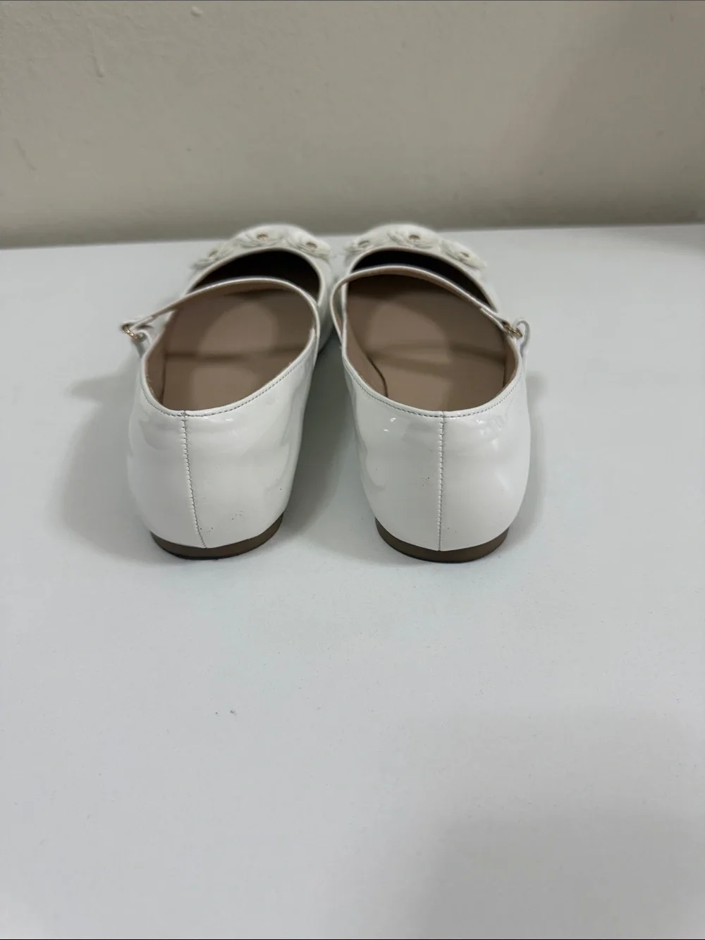 The Children's Place White Patent Mary Jane Dress Shoes with Flower Accents